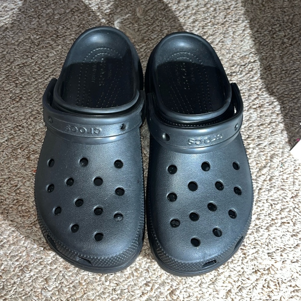 One Inch Black Platform Iconic Crocs Comfort!!